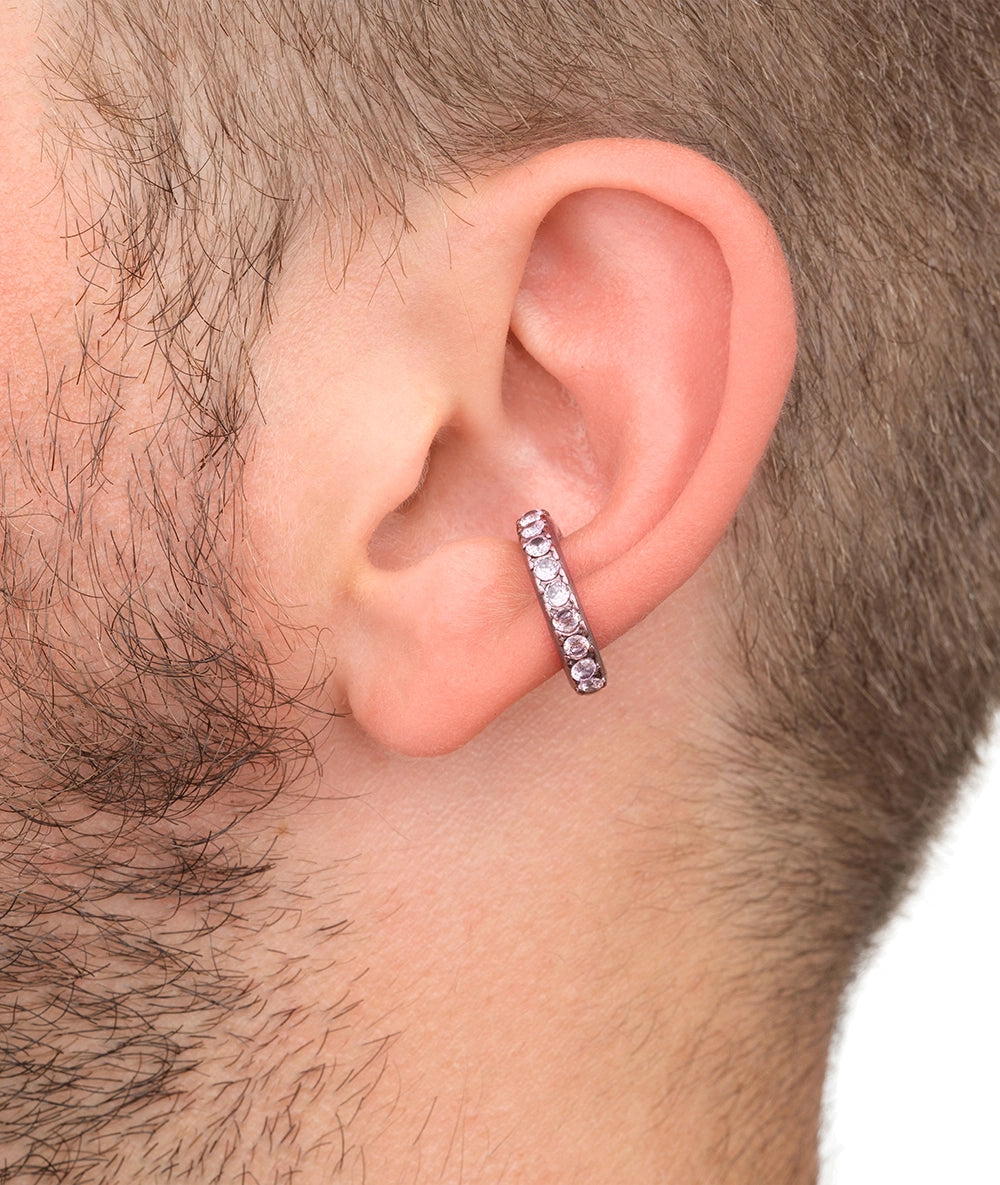 Ear cuff rond rose et zircons fuschia et blancs Abi L LP