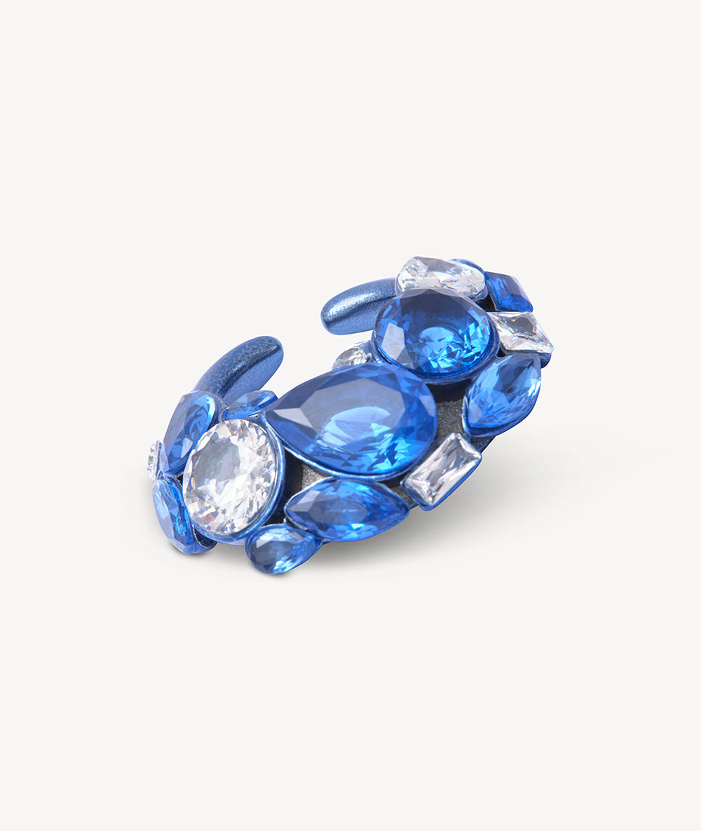 Ear cuff bleu zircons turquoise et blancs Dahlia MB