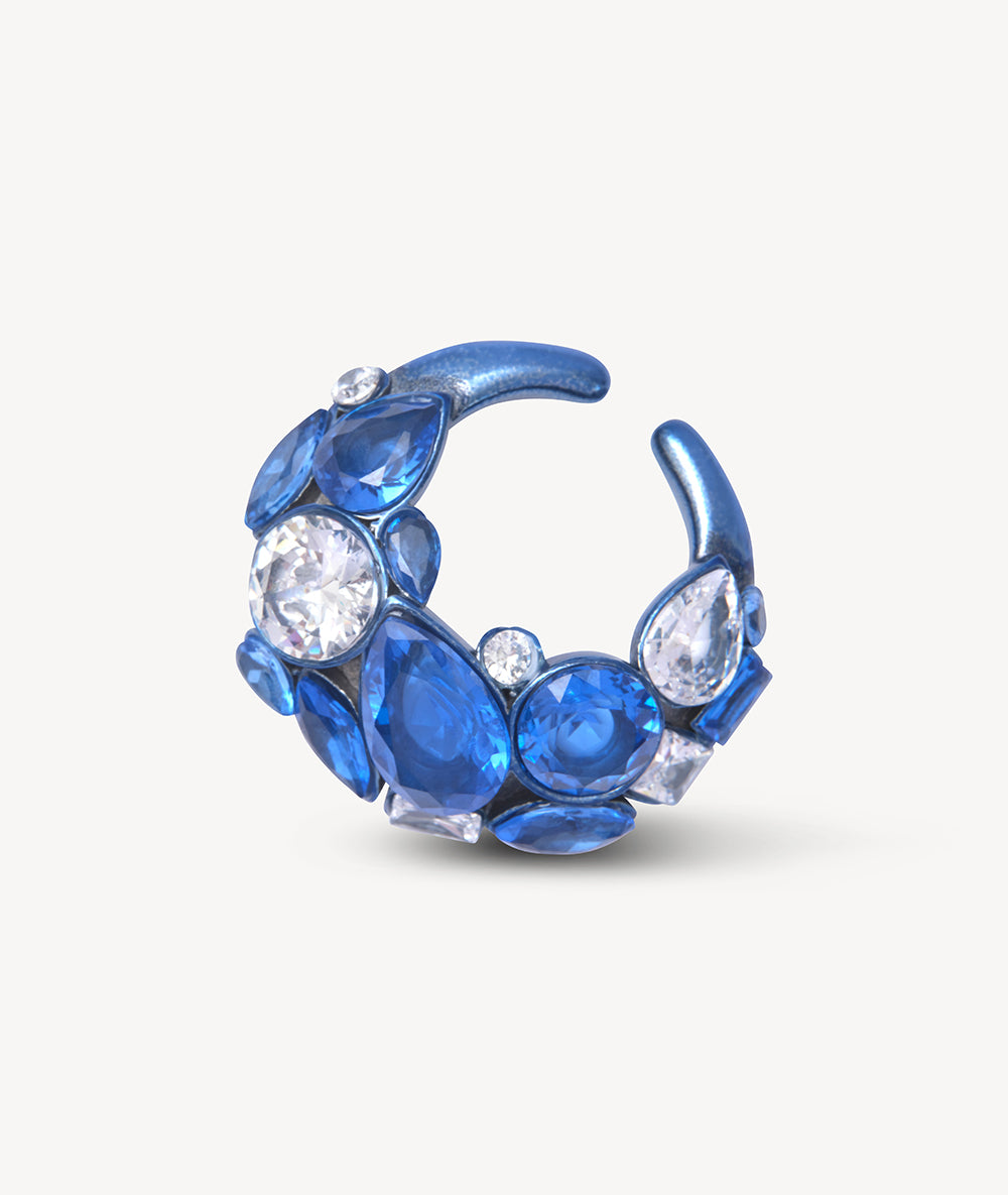 Ear cuff bleu zircons turquoise et blancs Dahlia MB