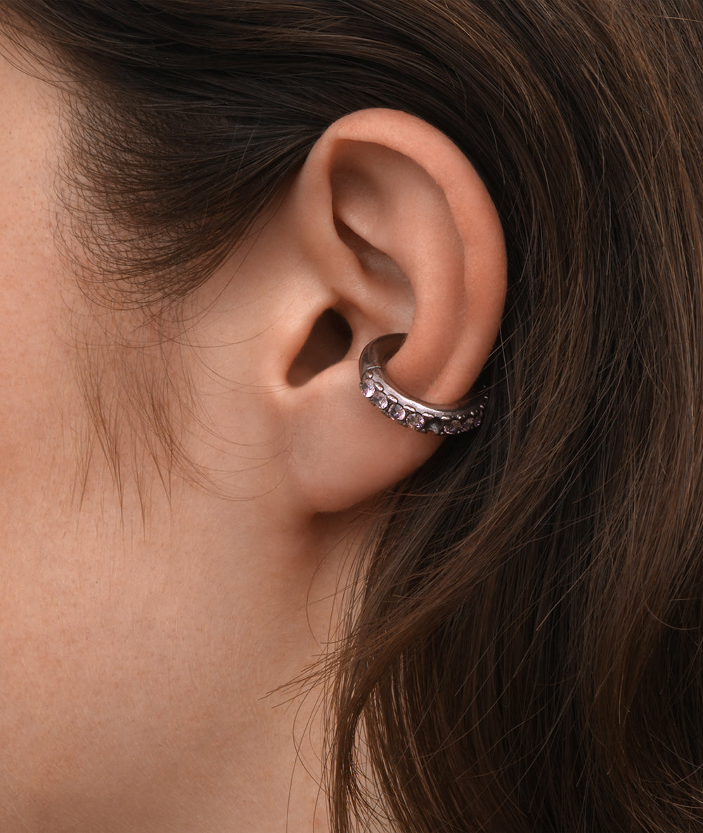 Ear cuff rond rose et zircons fuschia et blancs Abi L LP