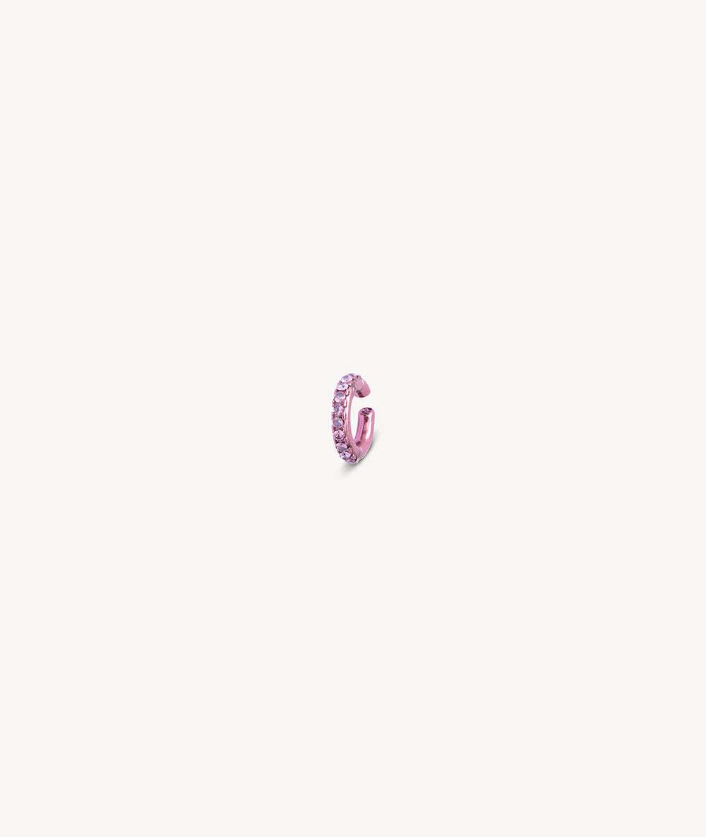 Ear cuff rond rose et zircons fuschia et blancs Abi L LP