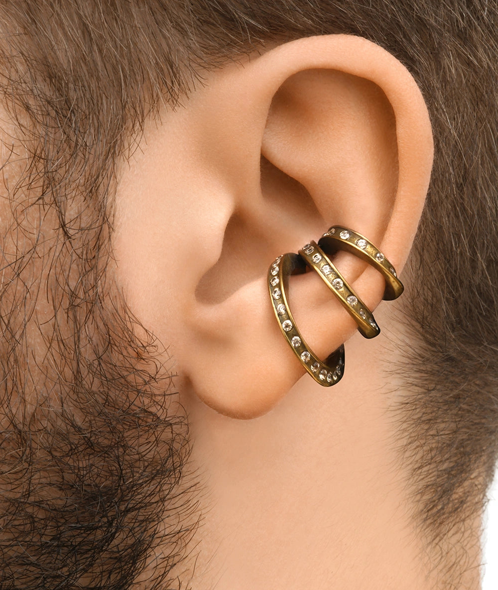 Ridley Star VG triple gold and champagne zirconia vintage effect ear cuff