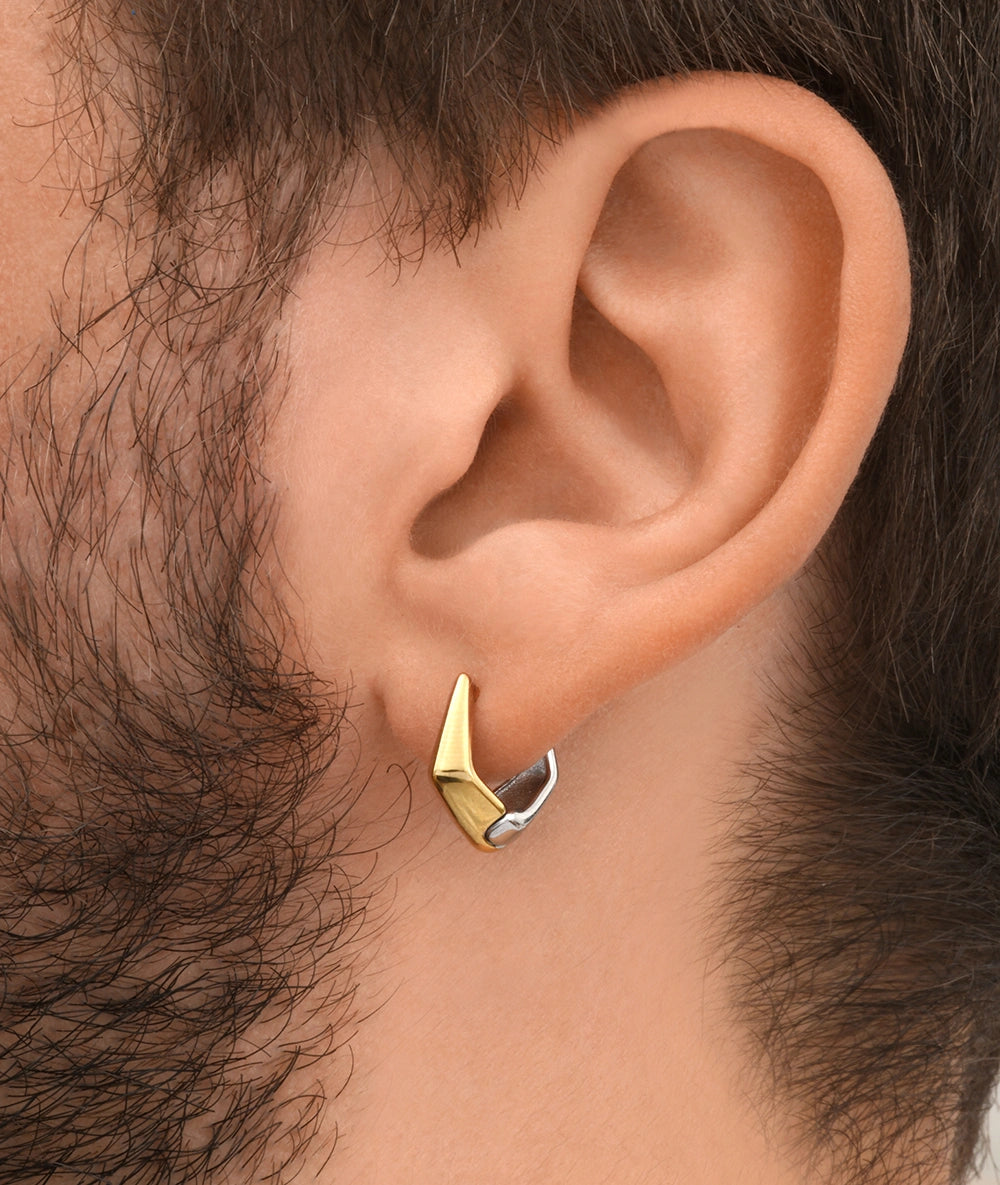 Boucle d'oreille créole géométrique bicolore OTO BI
