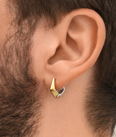 Boucle d'oreille créole géométrique bicolore OTO BI - YParis