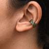 Ear cuff argenté et zirconiums verts et jaunes effet vintage GEMMA VS