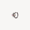 Ear cuff rond argenté avec nacre grise motif fleur effet vintage POPPY VS