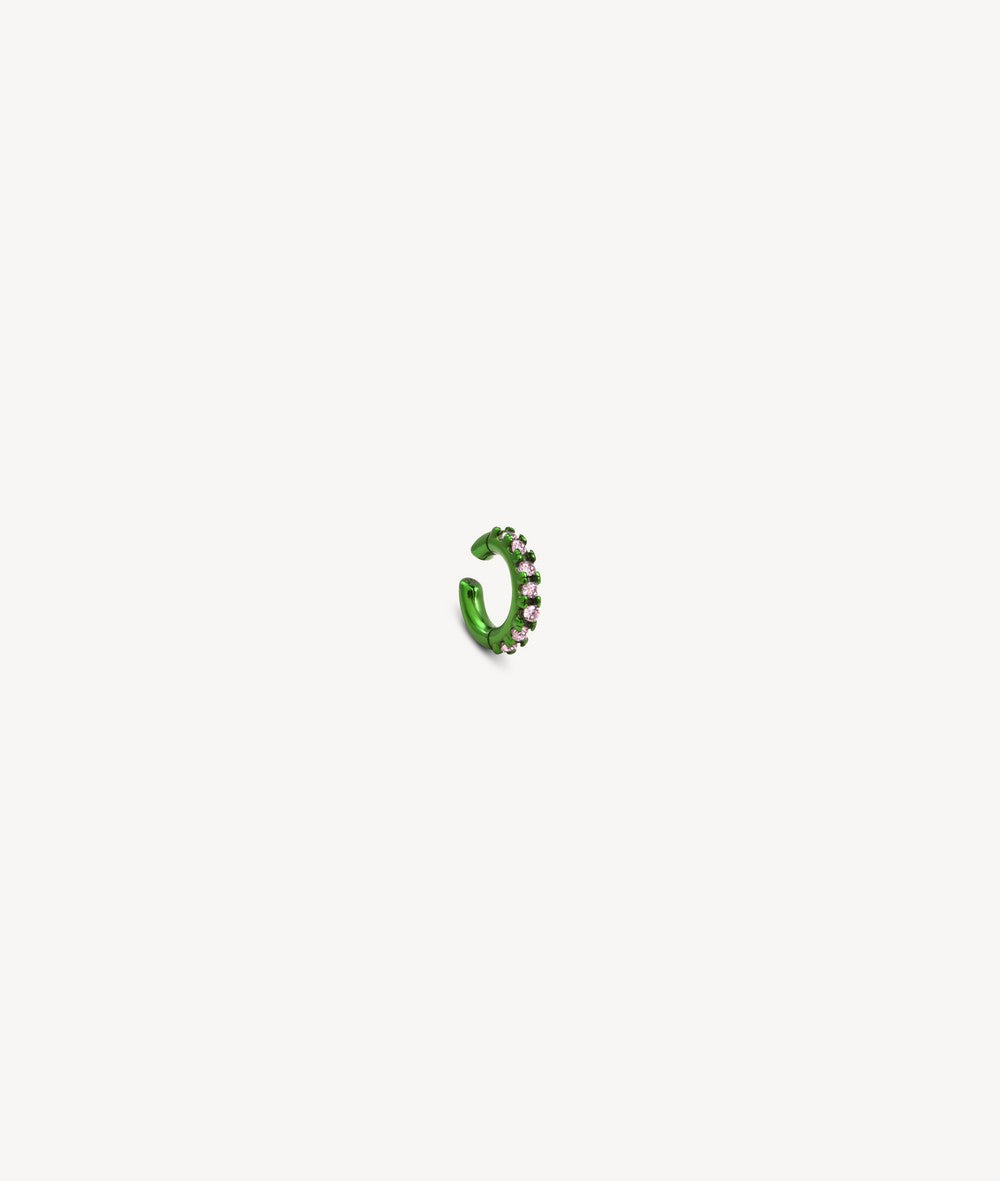 Ear cuff rond vert avec zircons roses ABI SG B