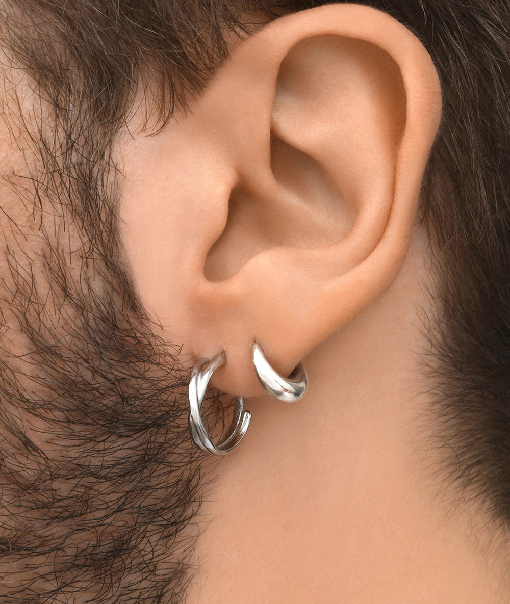 Boucle d'oreille créole argentée ANJA S S